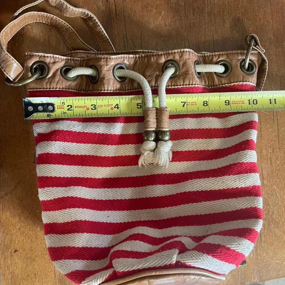 RETRO Arizona Jean‎ Co Slouchy Canvas Rope Drawstring Bucket Bag Crossbody 2010s